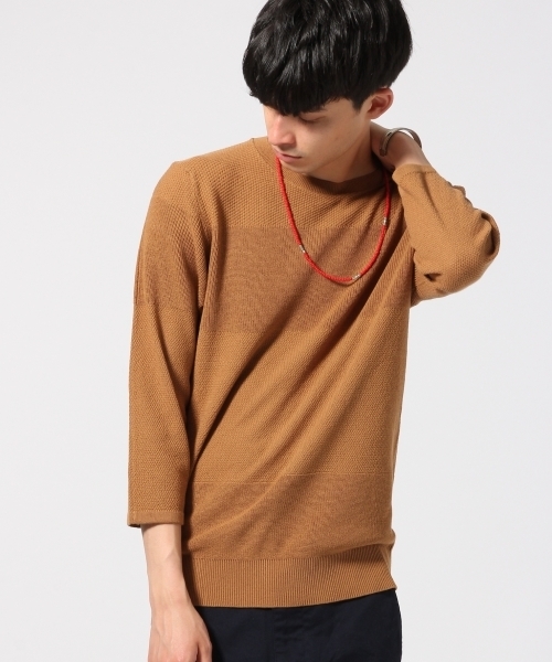 RAGEBLUE(レイジブルー)の「強撚カワリ編みニット7分袖/719159(ニット/セーター・メンズ・ブルー系その他/ブルー/ホワイト/ライトブルー/キャメル・LARGE/MEDIUM)」の21枚目の写真