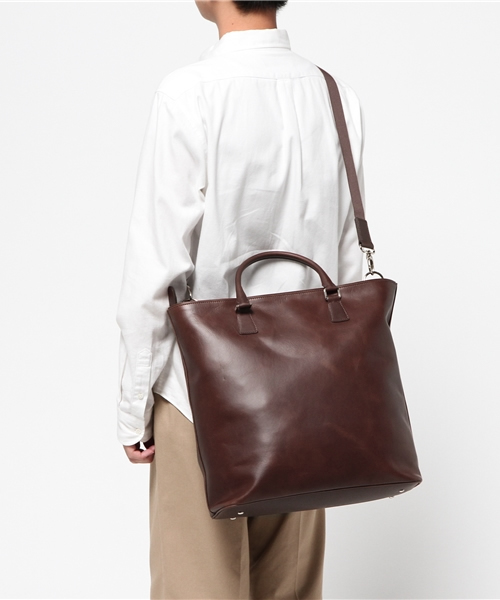 ブルックスブラザーズ 2way トートバッグ ビジネス フルグレインレザー BROOKS BROTHERS（ブルックスブラザーズ）の「フルグレインレザー