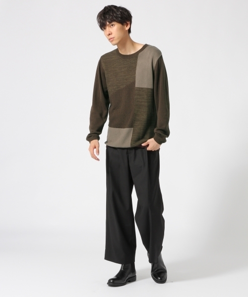 HARE(ハレ)の「ブロッキングニットプルオーバー(HARE)(ニット/セーター・メンズ・オフホワイト/ブラウン/ブラック・LARGE/SMALL/MEDIUM)」の9枚目の写真