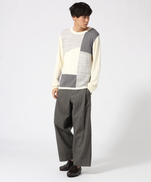HARE(ハレ)の「ブロッキングニットプルオーバー(HARE)(ニット/セーター・メンズ・オフホワイト/ブラウン/ブラック・LARGE/SMALL/MEDIUM)」の4枚目の写真