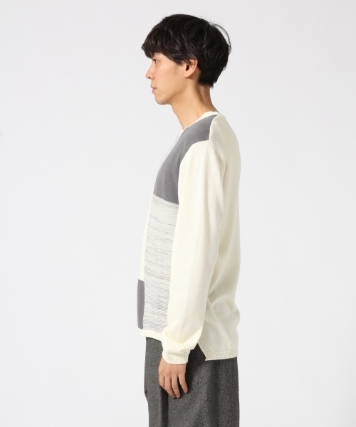 HARE(ハレ)の「ブロッキングニットプルオーバー(HARE)(ニット/セーター・メンズ・オフホワイト/ブラウン/ブラック・LARGE/SMALL/MEDIUM)」の5枚目の写真