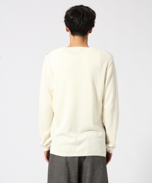 HARE(ハレ)の「ブロッキングニットプルオーバー(HARE)(ニット/セーター・メンズ・オフホワイト/ブラウン/ブラック・LARGE/SMALL/MEDIUM)」の6枚目の写真