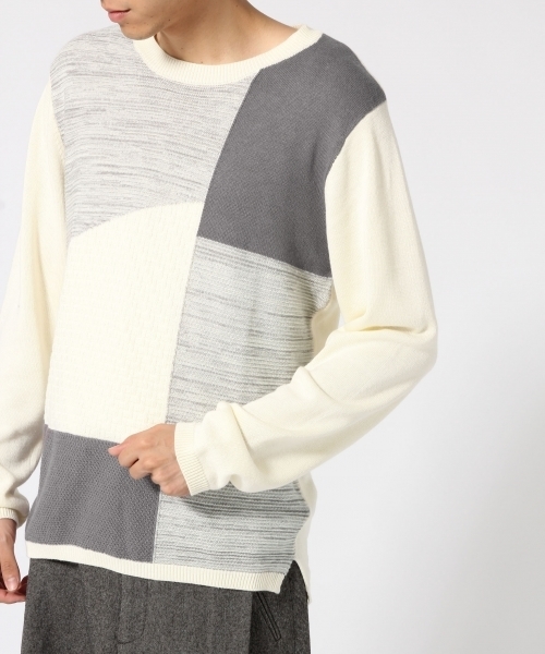 HARE(ハレ)の「ブロッキングニットプルオーバー(HARE)(ニット/セーター・メンズ・オフホワイト/ブラウン/ブラック・LARGE/SMALL/MEDIUM)」の10枚目の写真