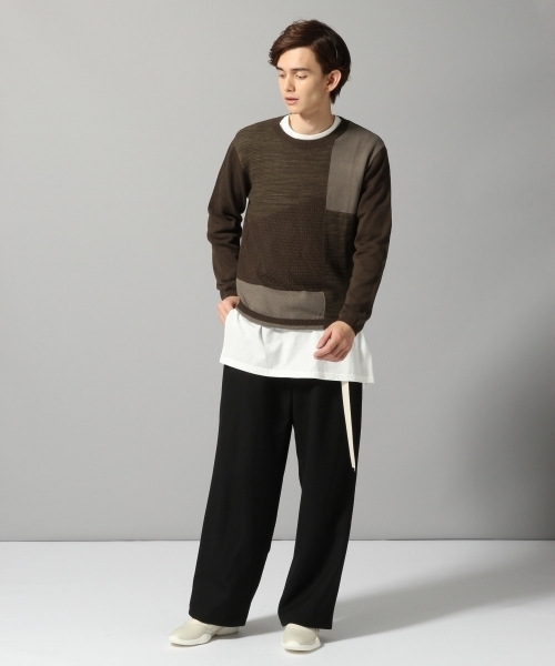 HARE(ハレ)の「ブロッキングニットプルオーバー(HARE)(ニット/セーター・メンズ・オフホワイト/ブラウン/ブラック・LARGE/SMALL/MEDIUM)」の17枚目の写真
