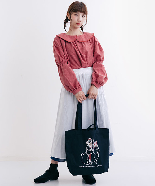 MERLOT（メルロー）の「ソクラテスとうさぎトートバッグ2335（トートバッグ・レディース・アイボリー/ネイビー/ブラック・FREE）」の11枚目の写真