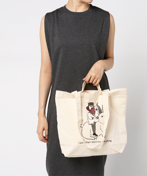 MERLOT（メルロー）の「ソクラテスとうさぎトートバッグ2335（トートバッグ・レディース・アイボリー/ネイビー/ブラック・FREE）」の8枚目の写真