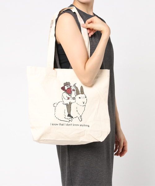 MERLOT（メルロー）の「ソクラテスとうさぎトートバッグ2335（トートバッグ・レディース・アイボリー/ネイビー/ブラック・FREE）」の9枚目の写真
