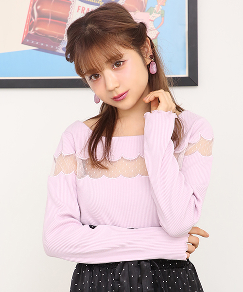 one after another NICE CLAUP(ワンアフターアナザーナイスクラップ)の「ドット切り替えプルオーバー(Tシャツ/カットソー・レディース・ブラック/ベージュ/ピンク/アイボリー・FREE)」の4枚目の写真