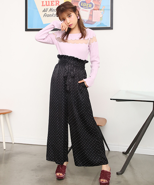 one after another NICE CLAUP(ワンアフターアナザーナイスクラップ)の「ドット切り替えプルオーバー(Tシャツ/カットソー・レディース・ブラック/ベージュ/ピンク/アイボリー・FREE)」の16枚目の写真