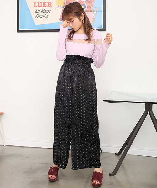 one after another NICE CLAUP(ワンアフターアナザーナイスクラップ)の「ドット切り替えプルオーバー(Tシャツ/カットソー・レディース・ブラック/ベージュ/ピンク/アイボリー・FREE)」の7枚目の写真