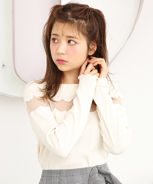 one after another NICE CLAUP(ワンアフターアナザーナイスクラップ)の「ドット切り替えプルオーバー(Tシャツ/カットソー・レディース・ブラック/ベージュ/ピンク/アイボリー・FREE)」の9枚目の写真