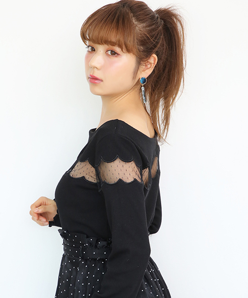 one after another NICE CLAUP(ワンアフターアナザーナイスクラップ)の「ドット切り替えプルオーバー(Tシャツ/カットソー・レディース・ブラック/ベージュ/ピンク/アイボリー・FREE)」の10枚目の写真