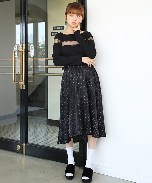 one after another NICE CLAUP(ワンアフターアナザーナイスクラップ)の「ドット切り替えプルオーバー(Tシャツ/カットソー・レディース・ブラック/ベージュ/ピンク/アイボリー・FREE)」の21枚目の写真