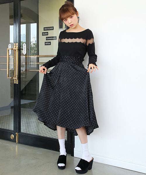 one after another NICE CLAUP(ワンアフターアナザーナイスクラップ)の「ドット切り替えプルオーバー(Tシャツ/カットソー・レディース・ブラック/ベージュ/ピンク/アイボリー・FREE)」の15枚目の写真