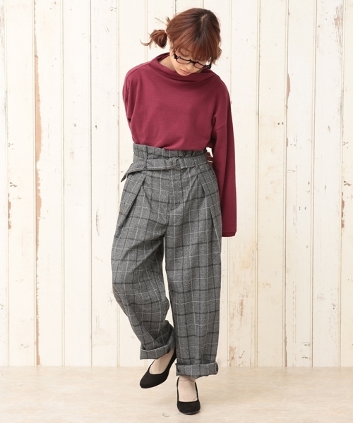 cepo(セポ)の「杢グレンチェックトラウザー(その他パンツ・レディース・ブラウン/グレー・M)」の2枚目の写真