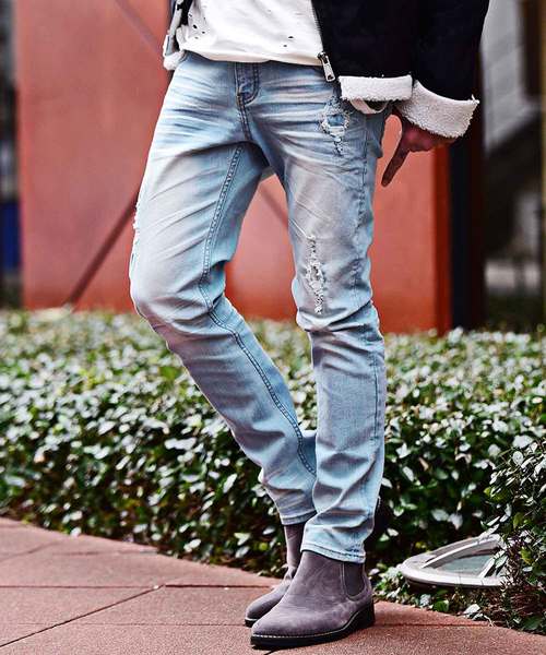 JOKER(ジョーカー)の「ストレッチリペア加工ストレッチデニムパンツ ヴィンテージ ジーンズ(デニムパンツ・メンズ・グレー/インディゴブルー/ブルー系その他・L/M/S/XL)」の1枚目の写真