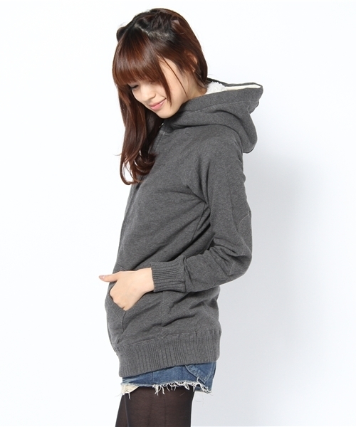 coen（コーエン）の「スウェット裏ボアロングパーカー（パーカー・レディース・ダークグレー/ナチュラル・LARGE/MEDIUM）」の3枚目の写真