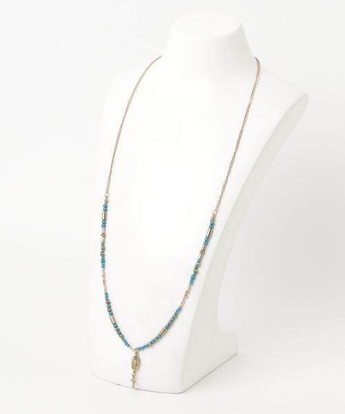 VENCEEXCHANGE（ヴァンスエクスチェンジ）の「チェーンビーズネックレス（ネックレス・レディース・ブラック/ターコイズブルー/ブルー・FREE）」の4枚目の写真