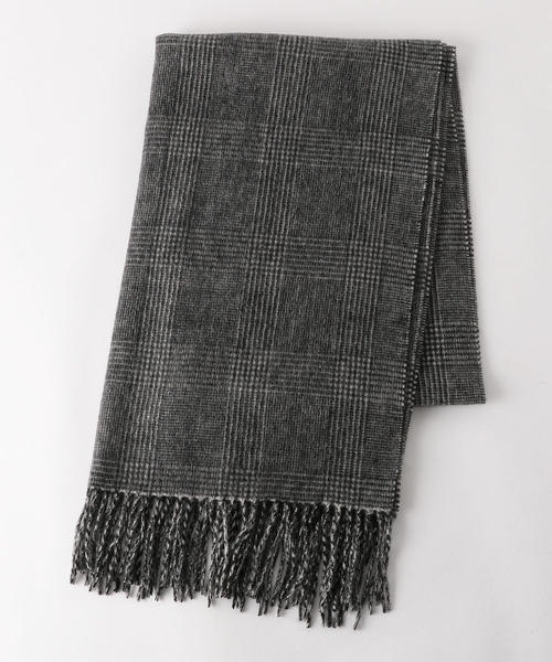 green label relaxing（グリーンレーベルリラクシング）の「D カシミヤチェック ストール ◆（ストール/ショール・レディース・ホワイト/ライトグレー/ブラック/ダークグリーン/ケリー/ライトブルー・FREE）」の7枚目の写真