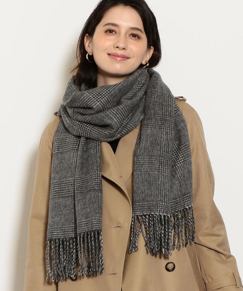 green label relaxing（グリーンレーベルリラクシング）の「D カシミヤチェック ストール ◆（ストール/ショール・レディース・ホワイト/ライトグレー/ブラック/ダークグリーン/ケリー/ライトブルー・FREE）」の10枚目の写真