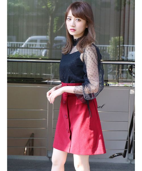 dazzlin（ダズリン）の「ワイドベルトミニスカート（スカート・レディース・ベージュ/グリーン/ボルドー・SMALL/MEDIUM）」の5枚目の写真