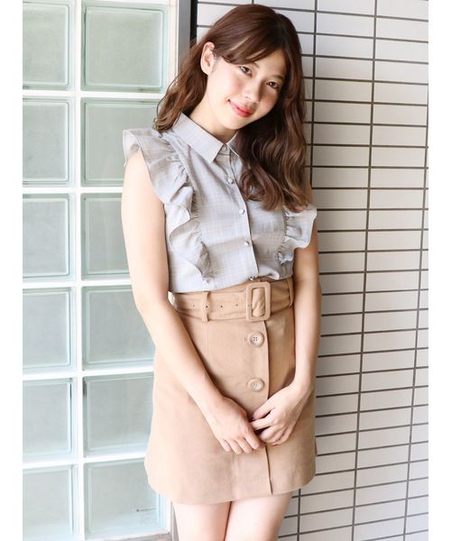 dazzlin（ダズリン）の「ワイドベルトミニスカート（スカート・レディース・ベージュ/グリーン/ボルドー・SMALL/MEDIUM）」の11枚目の写真