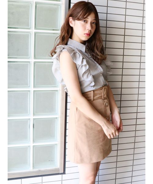 dazzlin（ダズリン）の「ワイドベルトミニスカート（スカート・レディース・ベージュ/グリーン/ボルドー・SMALL/MEDIUM）」の12枚目の写真