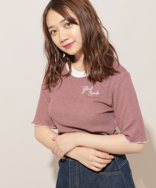 apres jour（アプレジュール）の「MIXワッフルロゴ刺繍Tシャツ【ZOZOTOWN限定アイテム】（Tシャツ/カットソー・レディース・ブラック/ボルドー/モカ・フリー）」の13枚目の写真