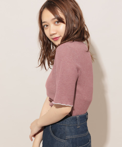 apres jour（アプレジュール）の「MIXワッフルロゴ刺繍Tシャツ【ZOZOTOWN限定アイテム】（Tシャツ/カットソー・レディース・ブラック/ボルドー/モカ・フリー）」の12枚目の写真