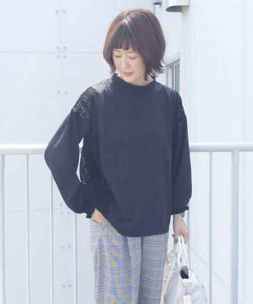 LBC（エルビーシー）の「パウダーサテンレース使いブラウス（シャツ/ブラウス・レディース・ホワイト/ブラック・M/L）」の2枚目の写真