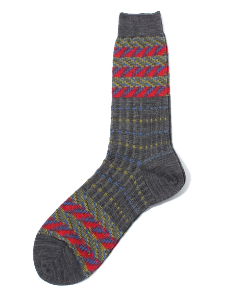 Ray BEAMS(レイビームス)の「□AYAME / サザナミ W ソックス(ソックス/靴下・レディース・チャコールグレー/ライトブラウン・ONE SIZE)」の2枚目の写真