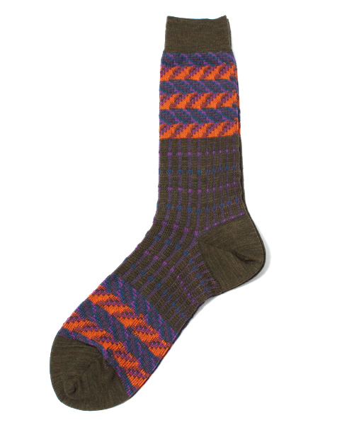 Ray BEAMS(レイビームス)の「□AYAME / サザナミ W ソックス(ソックス/靴下・レディース・チャコールグレー/ライトブラウン・ONE SIZE)」の1枚目の写真