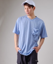 天竺変形 Vネックダックテイルポケット付き半袖 Tシャツ ポケT