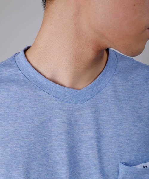 JRD by JARLD（ジェイアールディーバイジャールド）の「天竺変形 Vネックダックテイルポケット付き半袖 Tシャツ ポケT（Tシャツ/カットソー・メンズ・ホワイト/ブルー系その他/杢グレー・S/M/L）」の12枚目の写真