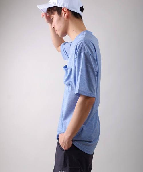 JRD by JARLD（ジェイアールディーバイジャールド）の「天竺変形 Vネックダックテイルポケット付き半袖 Tシャツ ポケT（Tシャツ/カットソー・メンズ・ホワイト/ブルー系その他/杢グレー・S/M/L）」の10枚目の写真