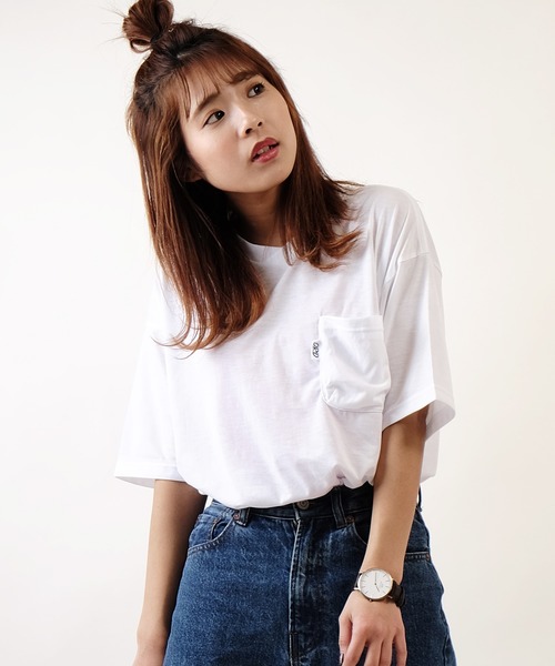 JRD by JARLD（ジェイアールディーバイジャールド）の「天竺変形 Vネックダックテイルポケット付き半袖 Tシャツ ポケT（Tシャツ/カットソー・メンズ・ホワイト/ブルー系その他/杢グレー・S/M/L）」の4枚目の写真