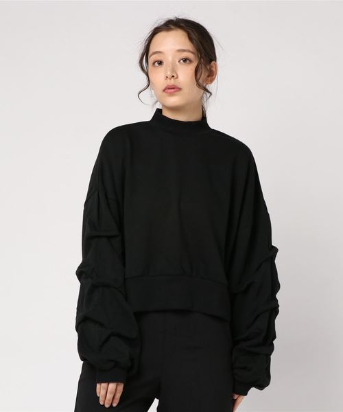 VENCEEXCHANGE(ヴァンスエクスチェンジ)の「ボリュームスリーブプルオーバー(Tシャツ/カットソー・レディース・ブラック/ベージュ・M)」の5枚目の写真