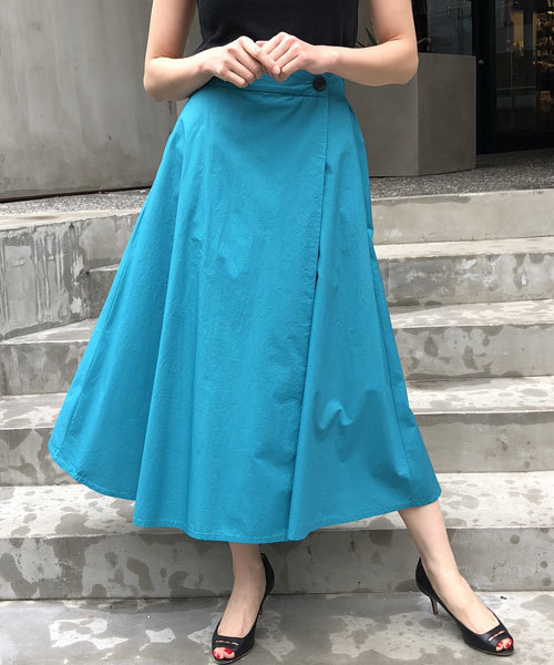 Nano Universe ナノユニバース の Web限定 コットンリネンブロードラップ風マキシスカート スカート Wear