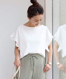 シルケット半袖フリルTシャツ