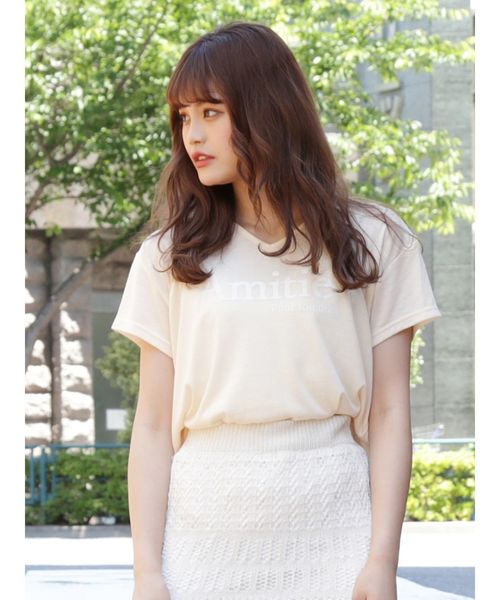 dazzlin(ダズリン)の「AmiteVネックBIGTシャツ(Tシャツ/カットソー)」|ベージュ
