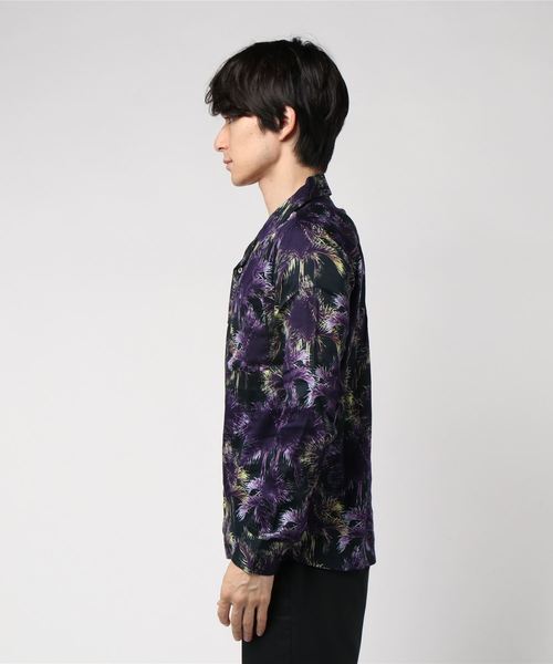 Magine(マージン)の「【Magine】CTN BOTANICAL PRINT OPNEN/C SHIRTS L/S: コットン ボタニカルプリント オープンカラー シャツ ロングスリーブ(シャツ/ブラウス・メンズ・オフホワイト/ネイビー/パープル・46/44)」の4枚目の写真