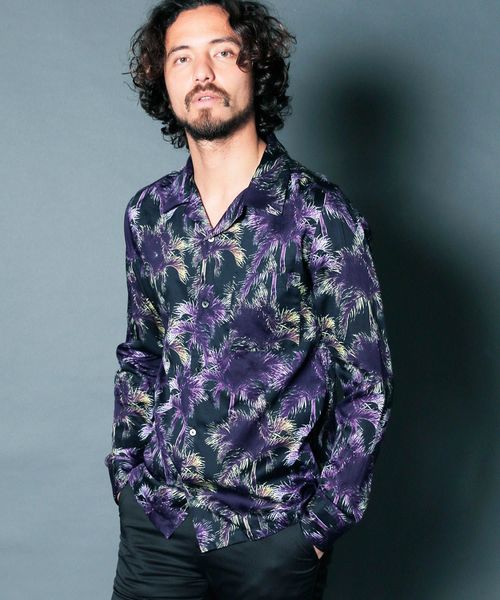 Magine(マージン)の「【Magine】CTN BOTANICAL PRINT OPNEN/C SHIRTS L/S: コットン ボタニカルプリント オープンカラー シャツ ロングスリーブ(シャツ/ブラウス・メンズ・オフホワイト/ネイビー/パープル・46/44)」の3枚目の写真