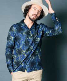 【Magine】CTN BOTANICAL PRINT OPNEN/C SHIRTS L/S: コットン ボタニカルプリント オープンカラー シャツ ロングスリーブ