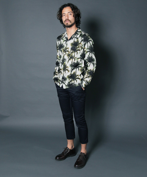 Magine(マージン)の「【Magine】CTN BOTANICAL PRINT OPNEN/C SHIRTS L/S: コットン ボタニカルプリント オープンカラー シャツ ロングスリーブ(シャツ/ブラウス・メンズ・オフホワイト/ネイビー/パープル・46/44)」の6枚目の写真