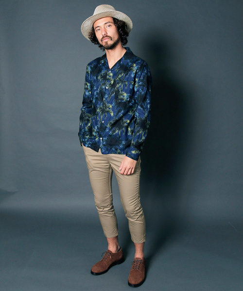 Magine(マージン)の「【Magine】CTN BOTANICAL PRINT OPNEN/C SHIRTS L/S: コットン ボタニカルプリント オープンカラー シャツ ロングスリーブ(シャツ/ブラウス・メンズ・オフホワイト/ネイビー/パープル・46/44)」の7枚目の写真