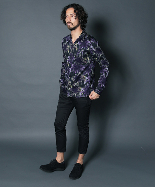 Magine(マージン)の「【Magine】CTN BOTANICAL PRINT OPNEN/C SHIRTS L/S: コットン ボタニカルプリント オープンカラー シャツ ロングスリーブ(シャツ/ブラウス・メンズ・オフホワイト/ネイビー/パープル・46/44)」の8枚目の写真