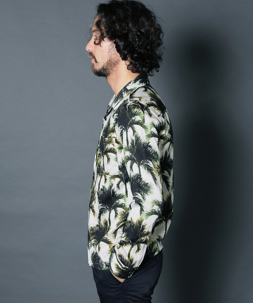 Magine(マージン)の「【Magine】CTN BOTANICAL PRINT OPNEN/C SHIRTS L/S: コットン ボタニカルプリント オープンカラー シャツ ロングスリーブ(シャツ/ブラウス・メンズ・オフホワイト/ネイビー/パープル・46/44)」の9枚目の写真