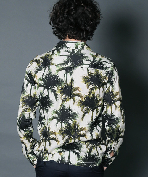 Magine(マージン)の「【Magine】CTN BOTANICAL PRINT OPNEN/C SHIRTS L/S: コットン ボタニカルプリント オープンカラー シャツ ロングスリーブ(シャツ/ブラウス・メンズ・オフホワイト/ネイビー/パープル・46/44)」の10枚目の写真