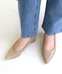チャンキーヒールポインテッドパンプス