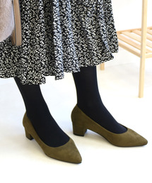 チャンキーヒールポインテッドパンプス